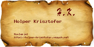 Holper Krisztofer névjegykártya
